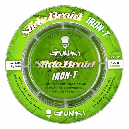 SLIDE BRAID 0,119MM IRON-T 120 FLUO GREEN GUNKI